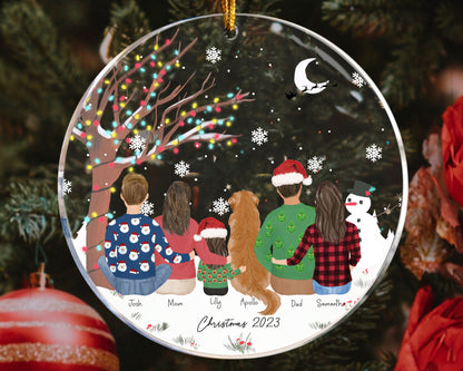 Personalized Christmas Acrylic Ornament for Family with pets