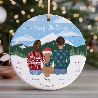 Personalized Christmas Ornament for Couples with pets