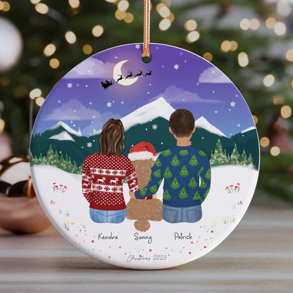 Personalized Christmas Ornament for Couples with pets