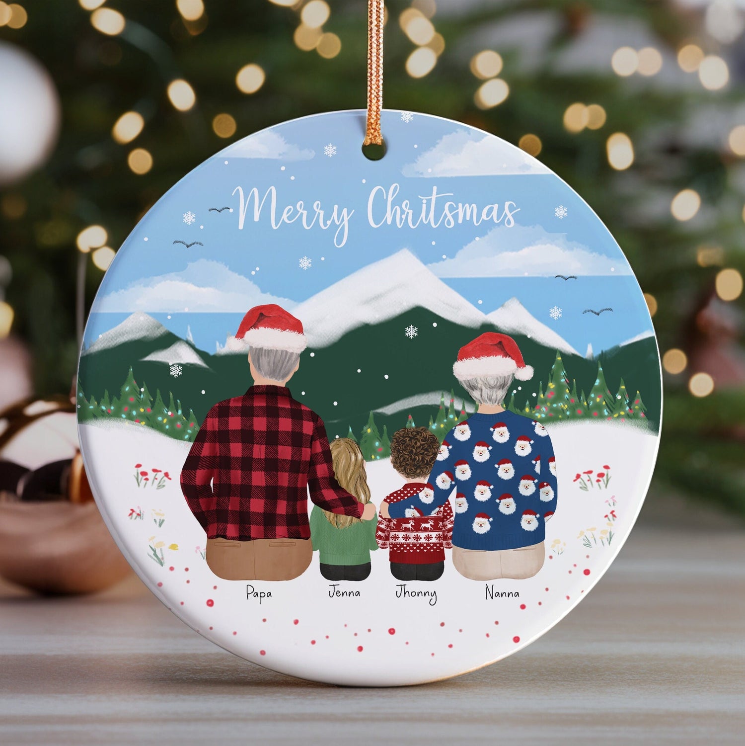 Personalized Christmas Ornament for Grandparents with grandchildren