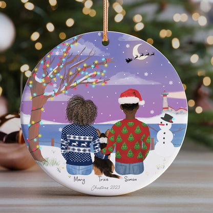 Personalized Christmas Ornament for Couple with pets