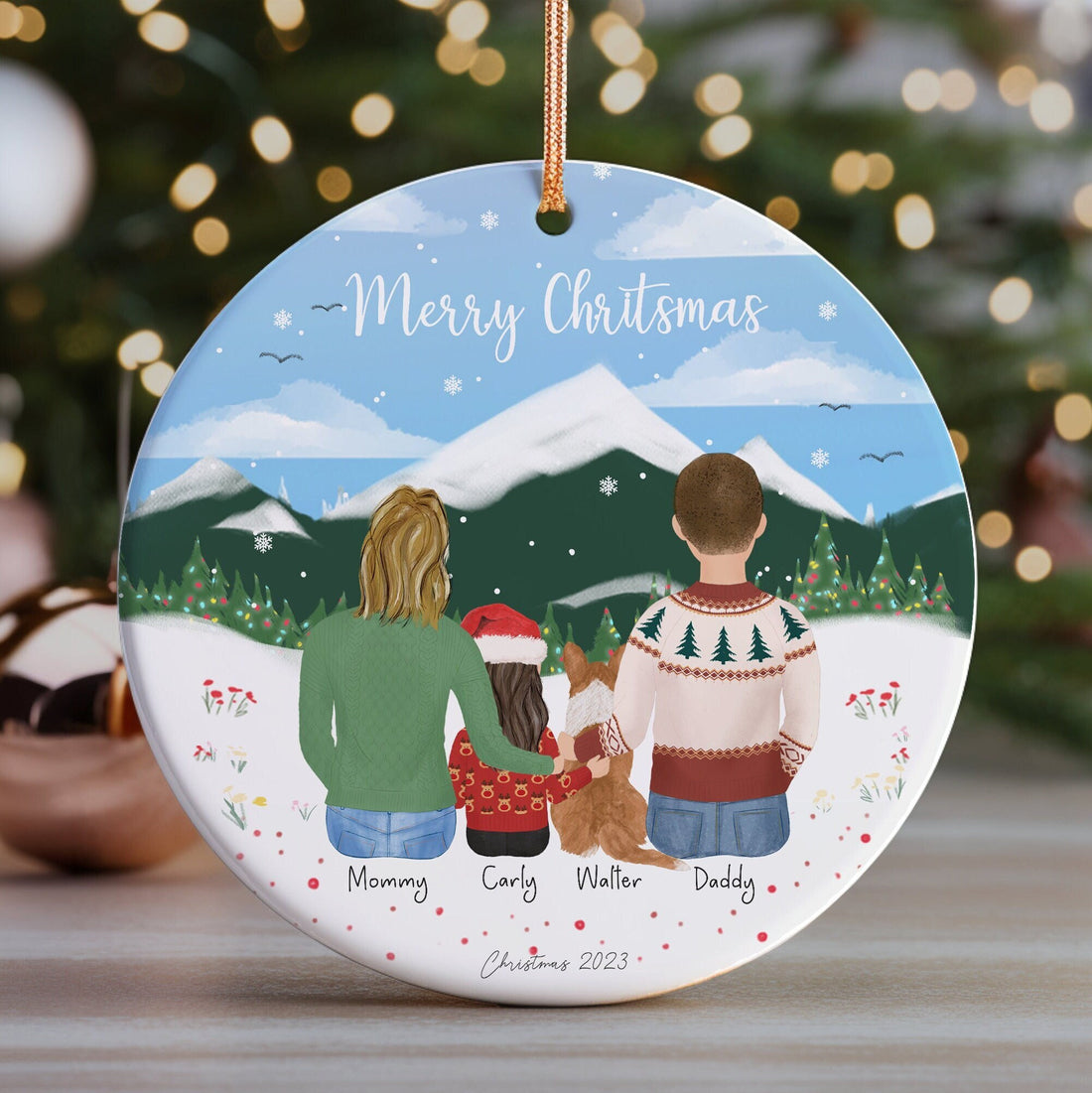 Personalized Christmas Ornament for Family with pets