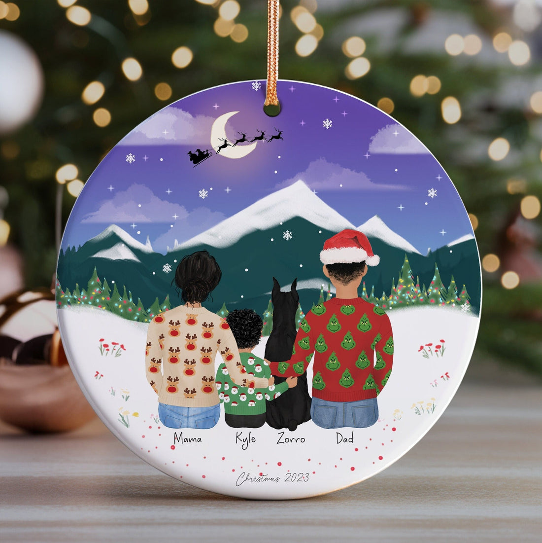 Personalized Christmas Ornament for Family with pets