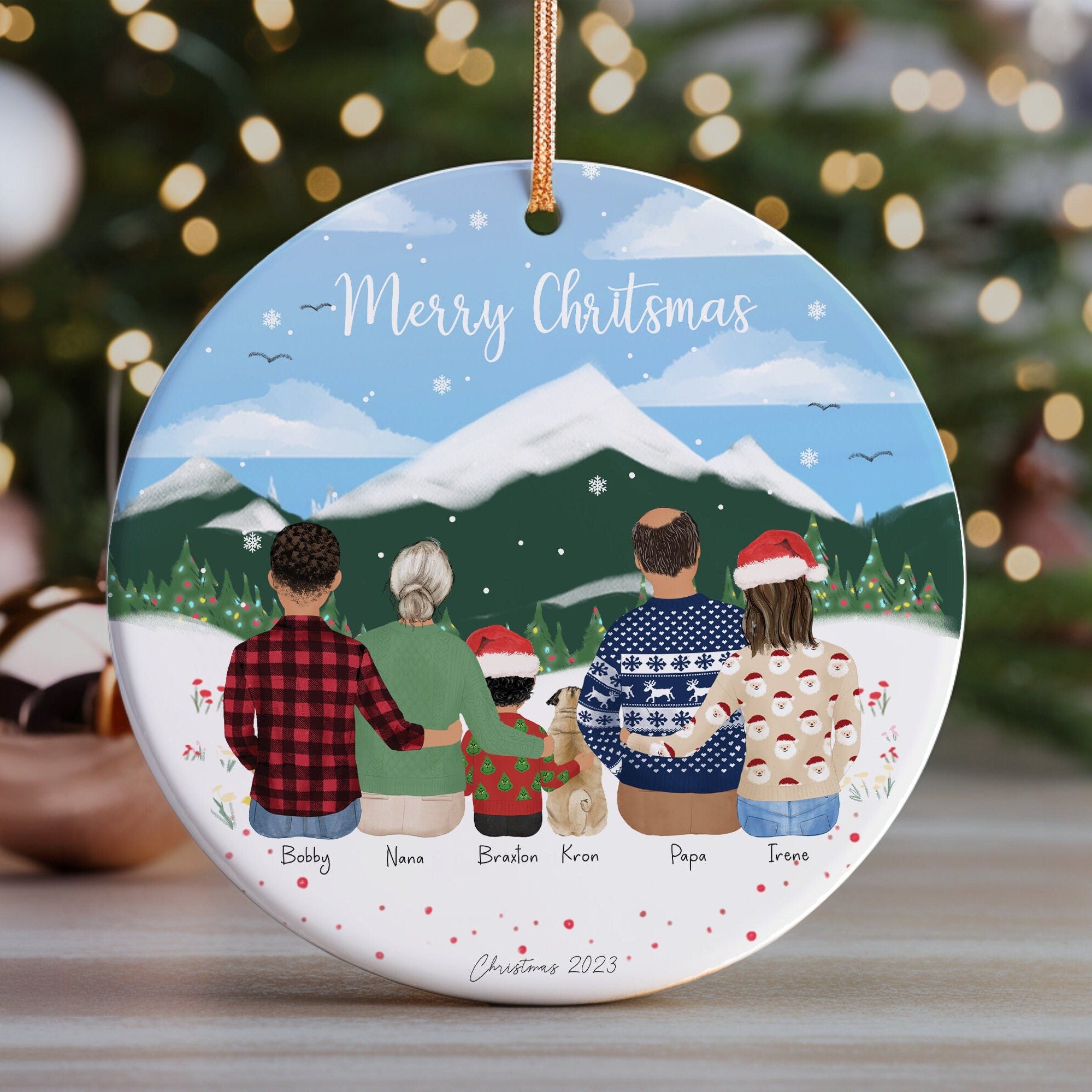 Personalized Christmas Ornament for Family with pets