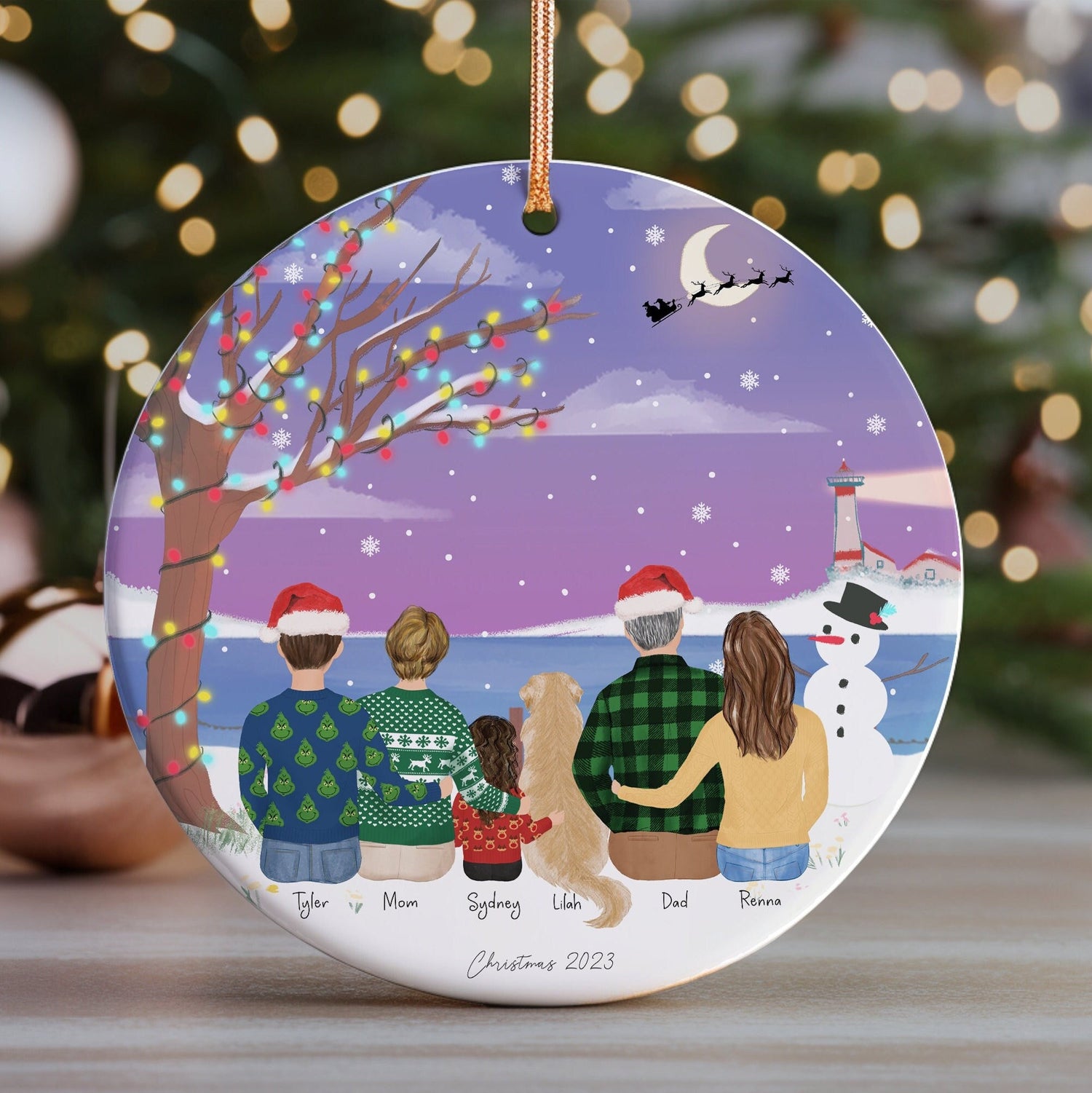 Personalized Christmas Ornament for Family with pets