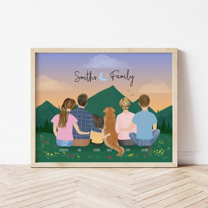 Family Personalized Wall Art | Custom Illustration | Mother's Day Gift