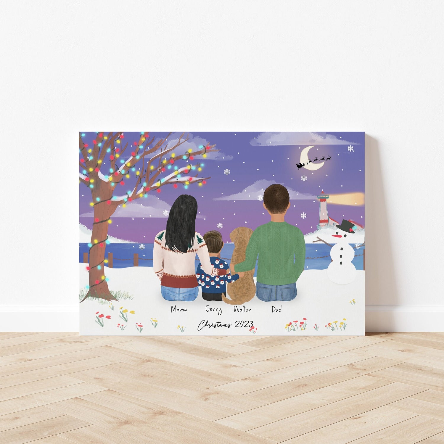 Personalized Family with little Kids Wall Art